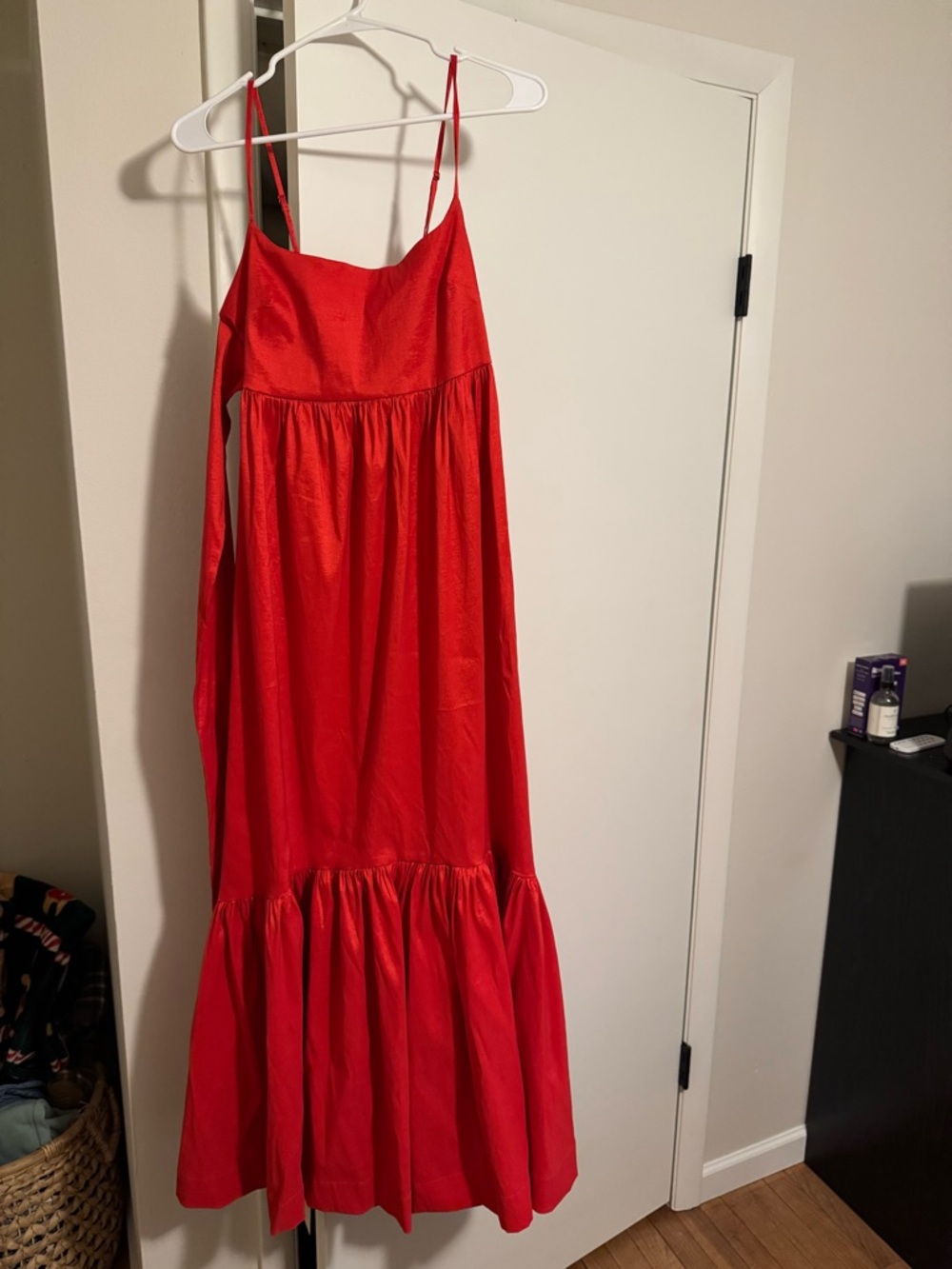Abercrombie & Fitch Red Bow Back Tafetta Maxi Dress